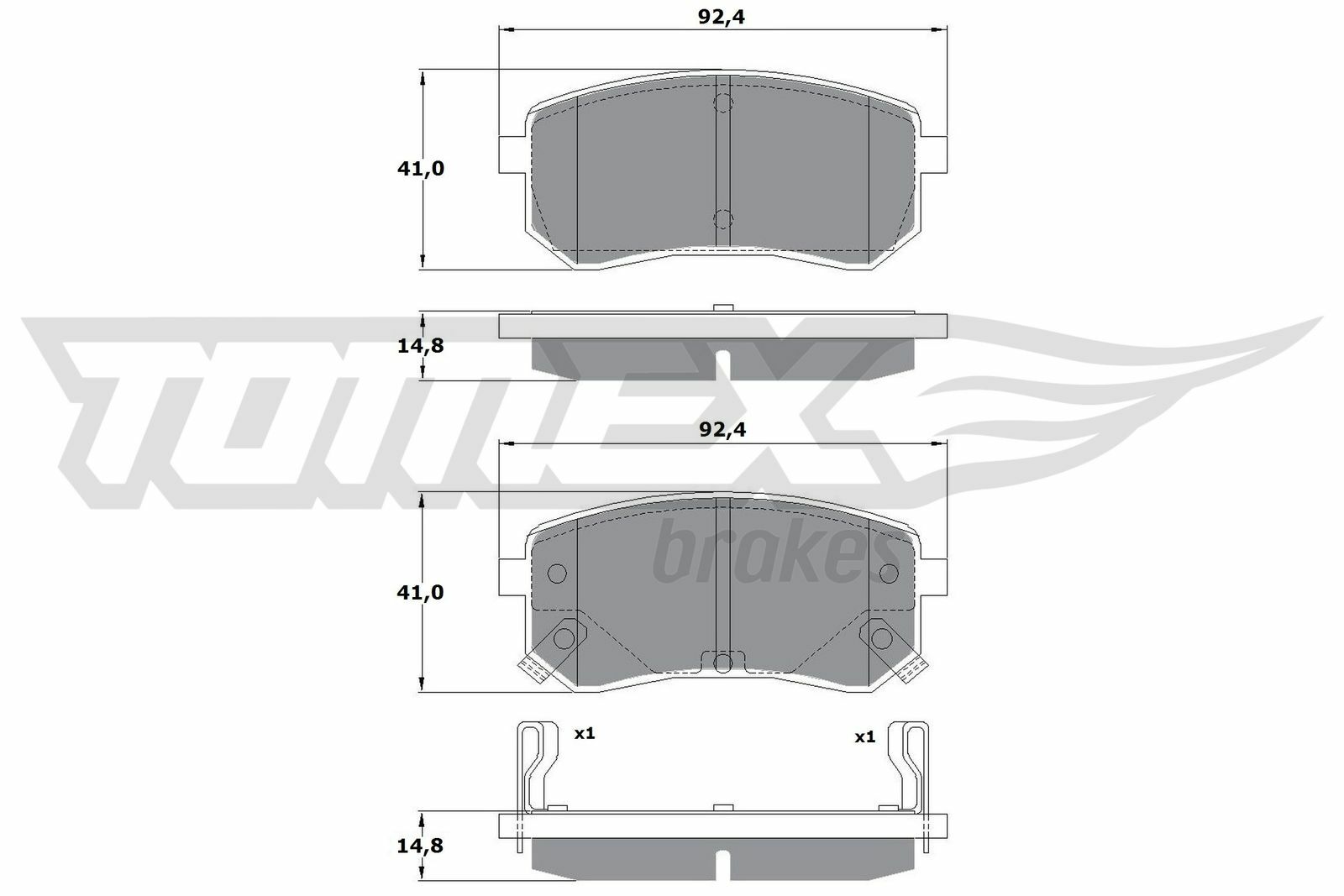 Sada brzdových destiček, kotoučová brzda TOMEX Brakes